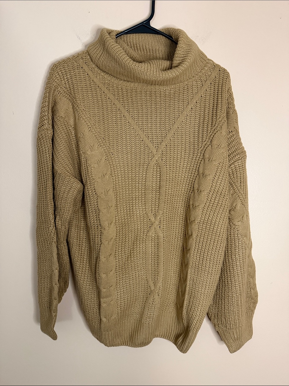 Cable Knit Turtleneck Sweater in Camel
